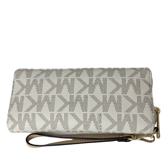 Michael Kors Jet Set Travel Continental Zip Around Wallet Wristlet Vanilla - Picture 2 of 7